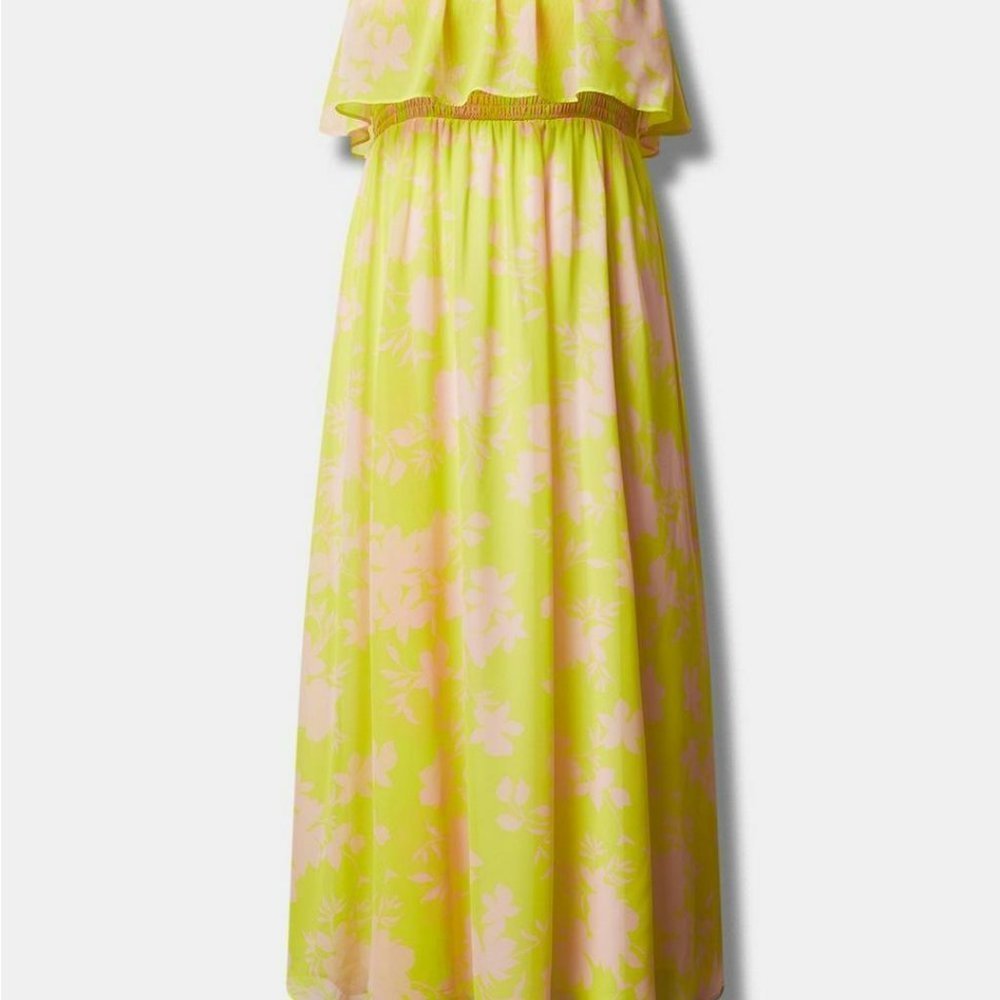 Torrid Maxi Chiffon Strapless Ruffle Dress 1